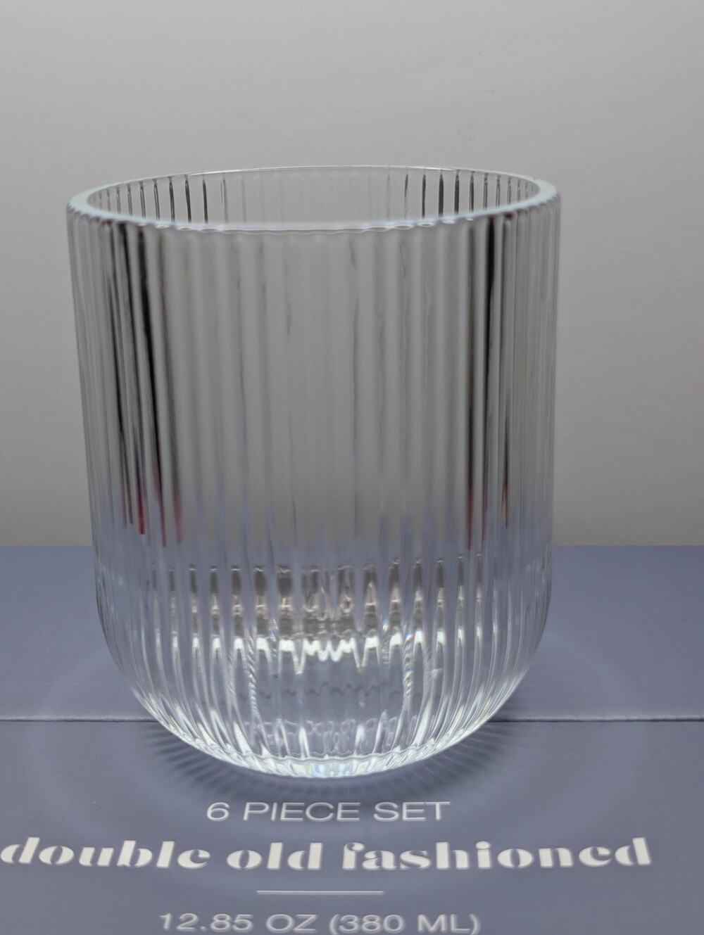 Dwell Studio 6 Pc Ribbed Double Old Fashioned Glass Set 12.85 Oz NIB
